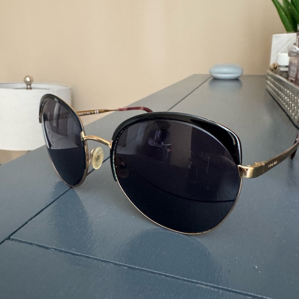 Prada Gold and Black Sunglasses